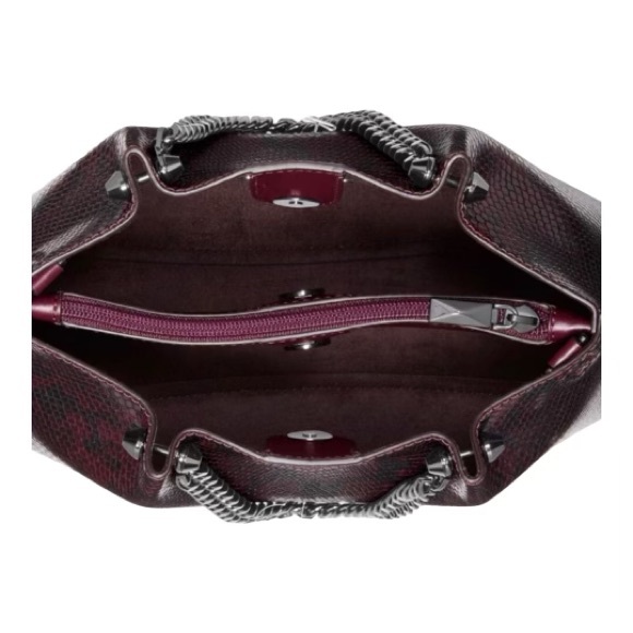 NWT MICHAEL KORS Zena Small Convertible Chain Messenger in Merlot Snakeskin - Picture 5 of 10